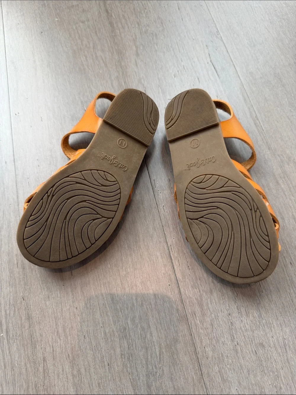 Havaianas Pale Pink Flip Flops with Tan Woven Cat&Jack Leather Sandals- size 11c